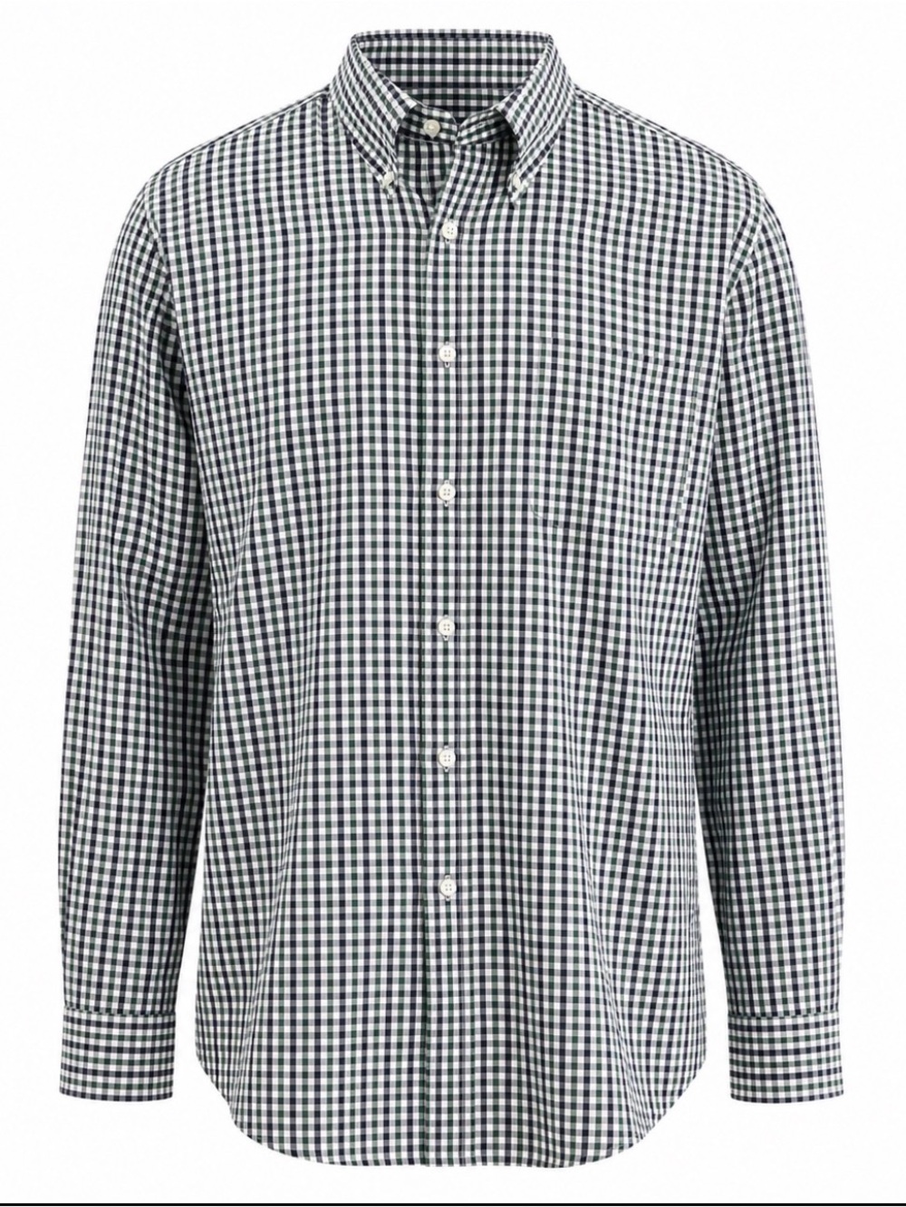 Nautica Green and White Gingham Button-Down Shirt